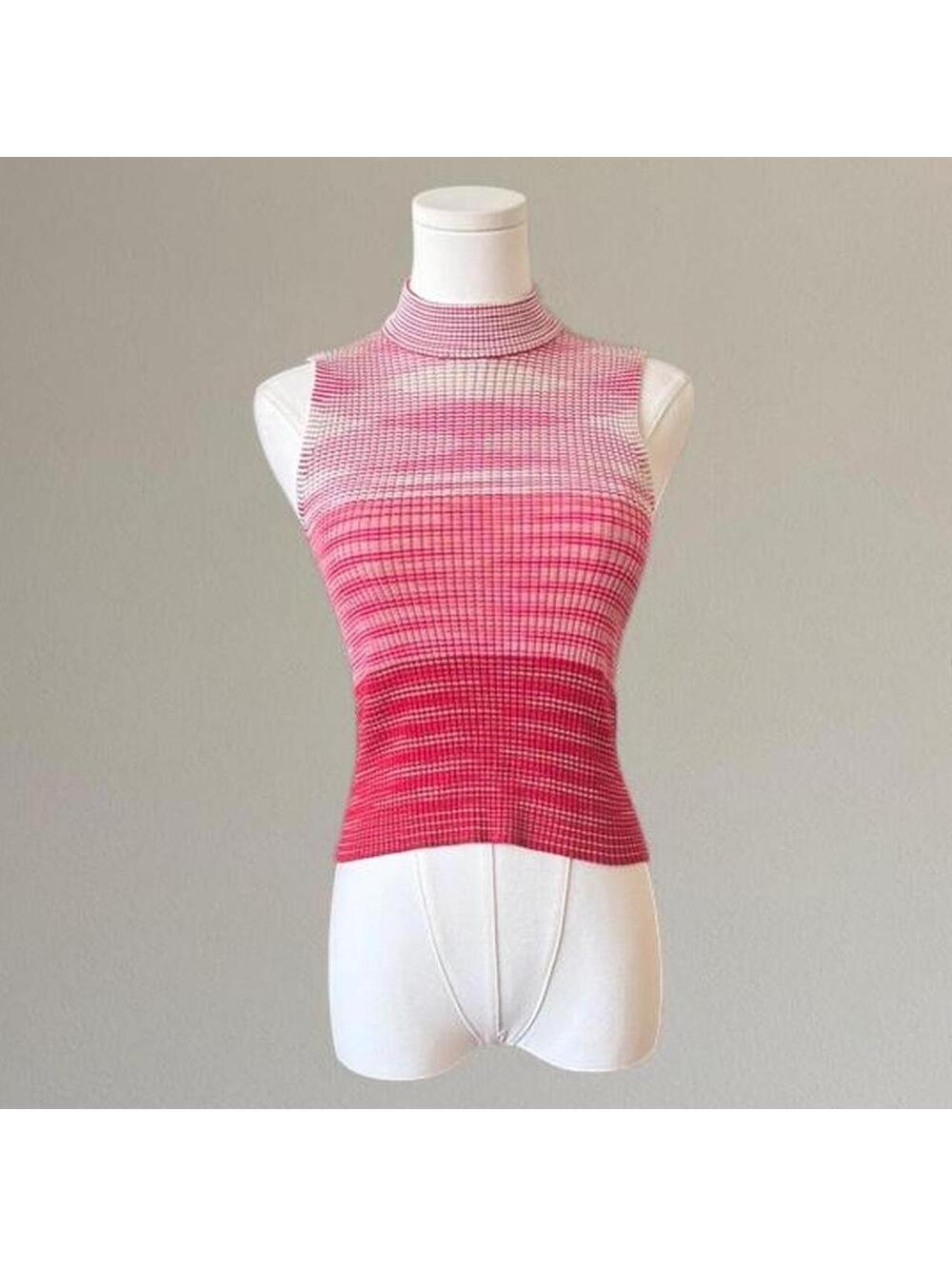 Missoni knit ombre sleeveless mock neck top.